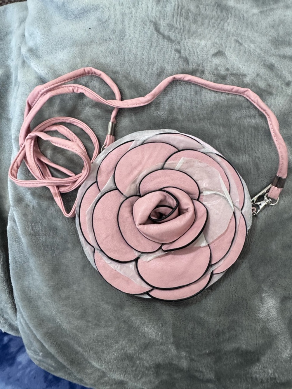 Pink Floral RoseCrossbody Zipper Purse/Wristlet 60”strap Cottagecore